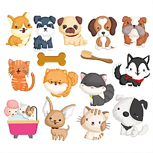 Buddy & Barney – joc de baie cu stickere pentru faianță, căței