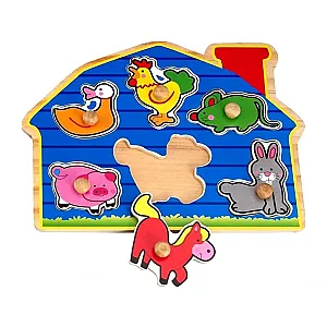 Animale de fermă – puzzle din lemn 6 piese