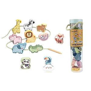 Tooky Toy Animale de înșirat pastel – set 13 piese