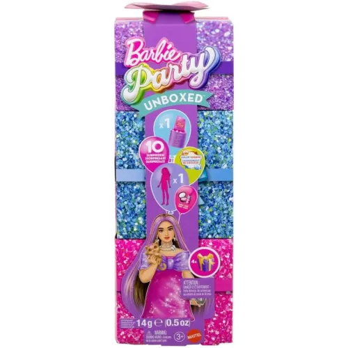 Barbie Party Unboxed Glam Party – Păpușa Pink Sparkle cu surprize