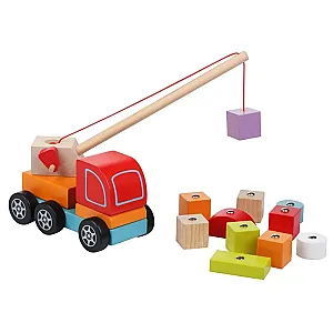 Cubika camion macara magnetic din lemn