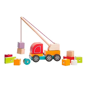 Cubika camion macara magnetic din lemn