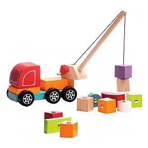 Cubika camion macara magnetic din lemn
