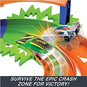 Hot Wheels Whip Around Raceway set de pistă cu 2 mașinuțe