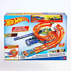 Hot Wheels Whip Around Raceway set de pistă cu 2 mașinuțe