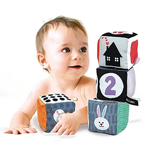 Clementoni Baby – Fekete-fehér szenzoros textilkockák