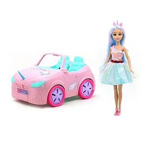 Dreameez păpușă cu decapotabilă roz tematică unicorn