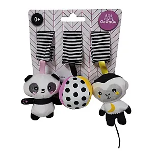 GaGaGu Set de plușuri – panda, maimuță și minge