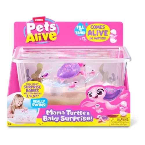 Zuru Pets Alive – Teknős anyuka kicsinyeivel akváriumban