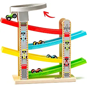 Woody Pistă auto colorată cu rampă 