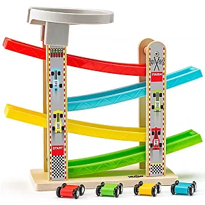 Woody Pistă auto colorată cu rampă 
