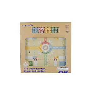 Tooky Toy Joc de societate din lemn 2 în 1 Ludo și Șerpi și Scări