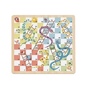 Tooky Toy Joc de societate din lemn 2 în 1 Ludo și Șerpi și Scări