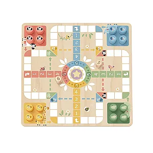 Tooky Toy Joc de societate din lemn 2 în 1 Ludo și Șerpi și Scări