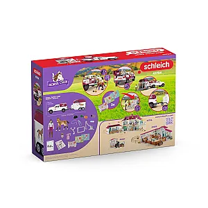Schleich 42704 – Set veterinar cu pick-up și remorcă
