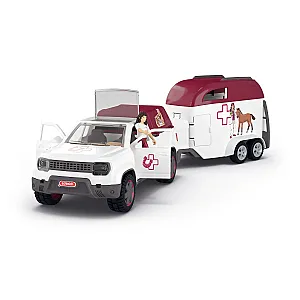 Schleich 42704 – Set veterinar cu pick-up și remorcă