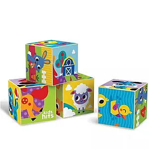 Kids Hits – Cuburi puzzle din lemn, Ferma veselă