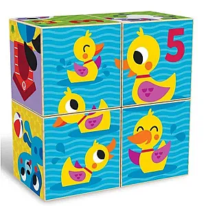 Kids Hits – Cuburi puzzle din lemn, Ferma veselă