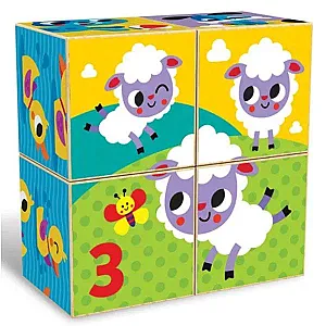 Kids Hits – Cuburi puzzle din lemn, Ferma veselă