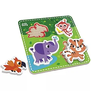 Kids Hits – Puzzle din lemn cu forme (Animale de la zoo)