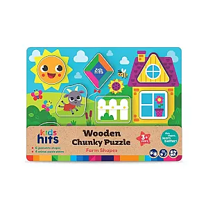 Kids Hits – Puzzle din lemn cu forme (Ferma)