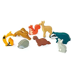 Tender Leaf animale din pădure – set din lemn cu raft