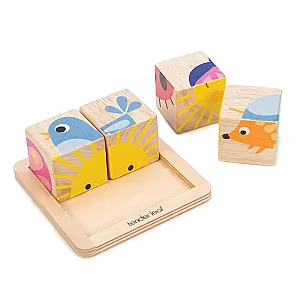 Tender Leaf Baby Blocks – cuburi puzzle din lemn