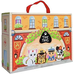 Trefl Tiny Tails set din lemn – oraș într-o valiză magnetică