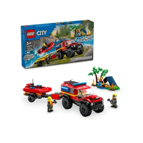 LEGO® City 60412 – 4x4 Tűzoltóautó mentőcsónakkal