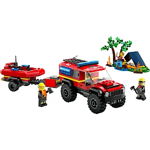 LEGO® City 60412 - camion de pompieri 4x4 cu barcă de salvare