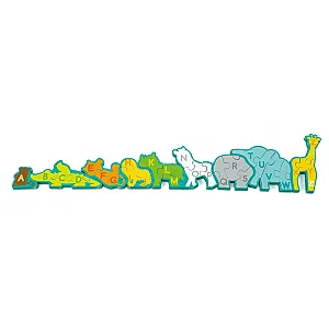 Hape Puzzle Alfabet – Puzzle din lemn cu două fețe și animale sălbatice