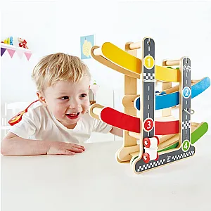 Hape Fast Flip Racetrack – Pistă de curse din lemn cu mașinuțe