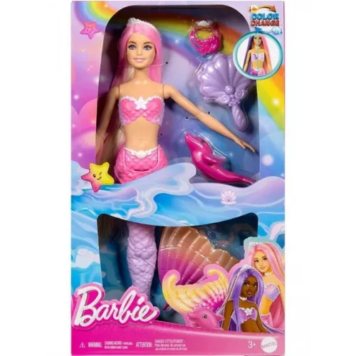 Barbie păpușă sirenă cu schimbare de culoare
