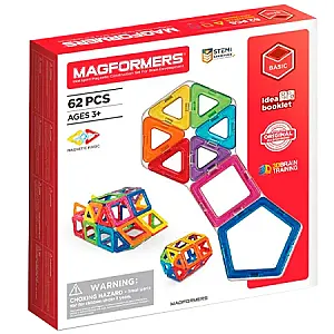 Magformers Basic Starter Set – Set magnetic de construcție, 62 piese