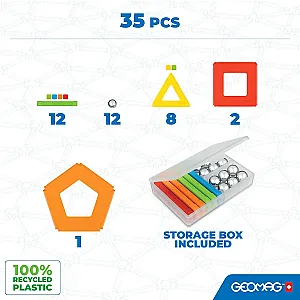 GEOMAG Supercolor, 35 piese– Set magnetic de construcție