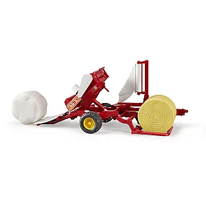 BRUDER 02122 Mașină de înfoliat baloți cu baloți rotunzi 
