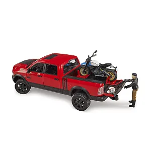 BRUDER 02502 – RAM 2500 Power Wagon cu Ducati Desert Sled și figurină