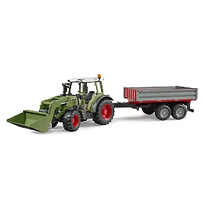 BRUDER 02182 Fendt Vario 211 traktor homlokrakodóval és oldalfalas pótkocsival
