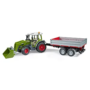 BRUDER 02182 Fendt Vario 211 traktor homlokrakodóval és oldalfalas pótkocsival