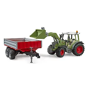 BRUDER 02182 Fendt Vario 211 traktor homlokrakodóval és oldalfalas pótkocsival