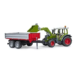 BRUDER 02182 Fendt Vario 211 traktor homlokrakodóval és oldalfalas pótkocsival