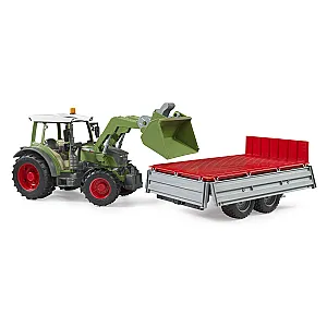 BRUDER 02182 Fendt Vario 211 traktor homlokrakodóval és oldalfalas pótkocsival