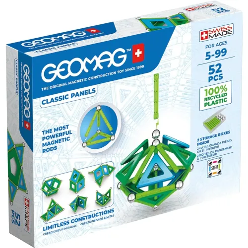 Geomag Classic Panels – Set magnetic de construcție, 52 piese