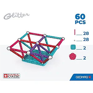 Geomag Recycled Glitter 60 piese – Set magnetic de construcție