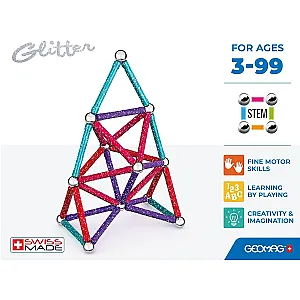 Geomag Recycled Glitter 60 piese – Set magnetic de construcție