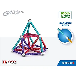 Geomag Recycled Glitter 60 piese – Set magnetic de construcție