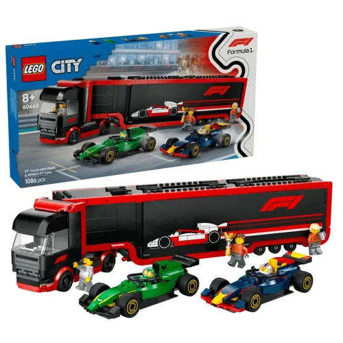 LEGO® City 60445 – Camion F1® cu monoposturile RB20 și AMR24