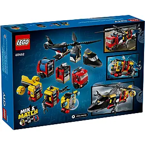 LEGO® City 60462 – Elicopter, camion de pompieri și submarin într-un singur set