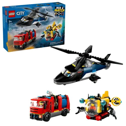 LEGO® City 60462 – Helikopter, tűzoltóautó és tengeralattjáró egy csomagban