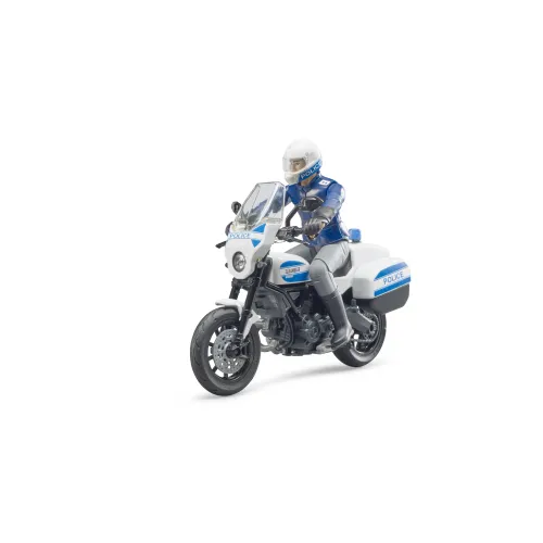 BRUDER bworld 62731 – Motocicletă de poliție Ducati Scrambler cu polițist